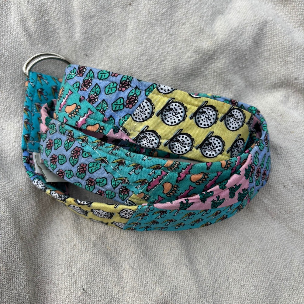 VTG Orvis Patchwork Quilt Belt XXL 90s Novelty Fish Fly Fishing D-Ring Cotton